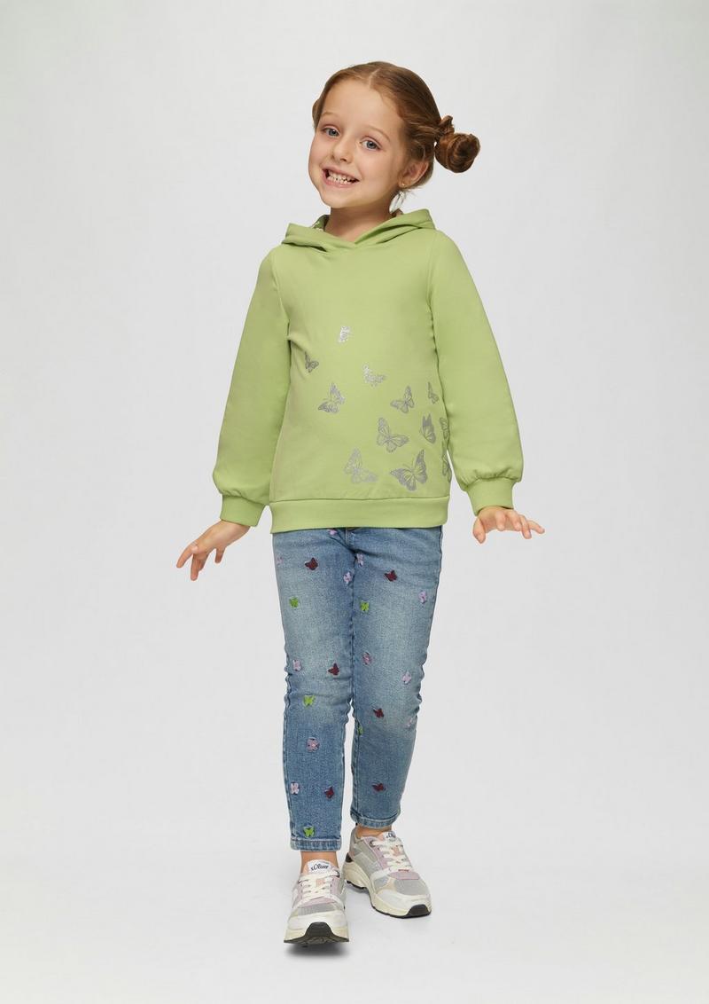 s.Oliver Sweatshirt mit Glitzer-Print - hellgrün