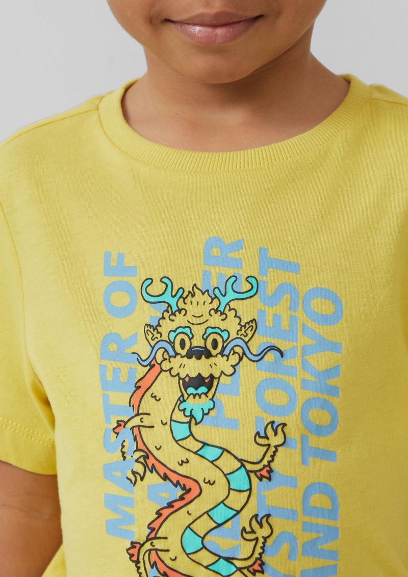 s.Oliver Jersey-T-Shirt mit Frontprint - gelb