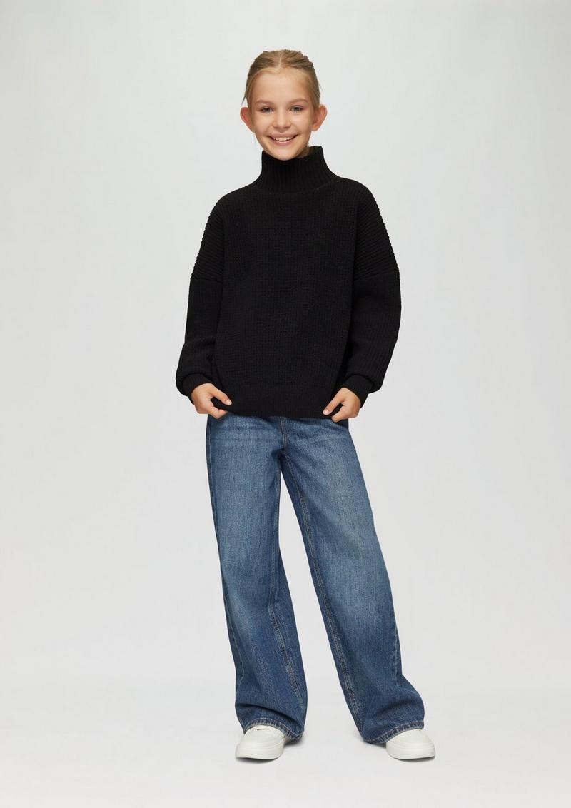 s.Oliver Strickpullover mit Stehkragen - schwarz