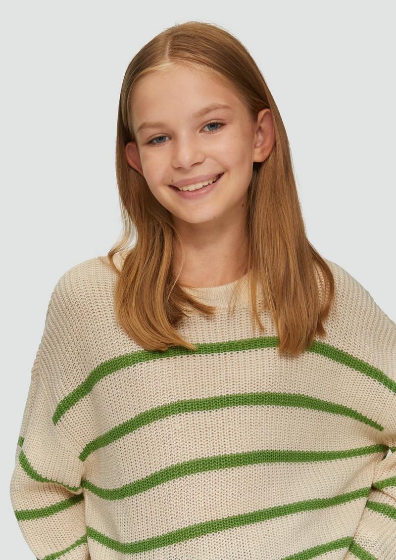 s.Oliver Geringelter Strickpullover - helles sand