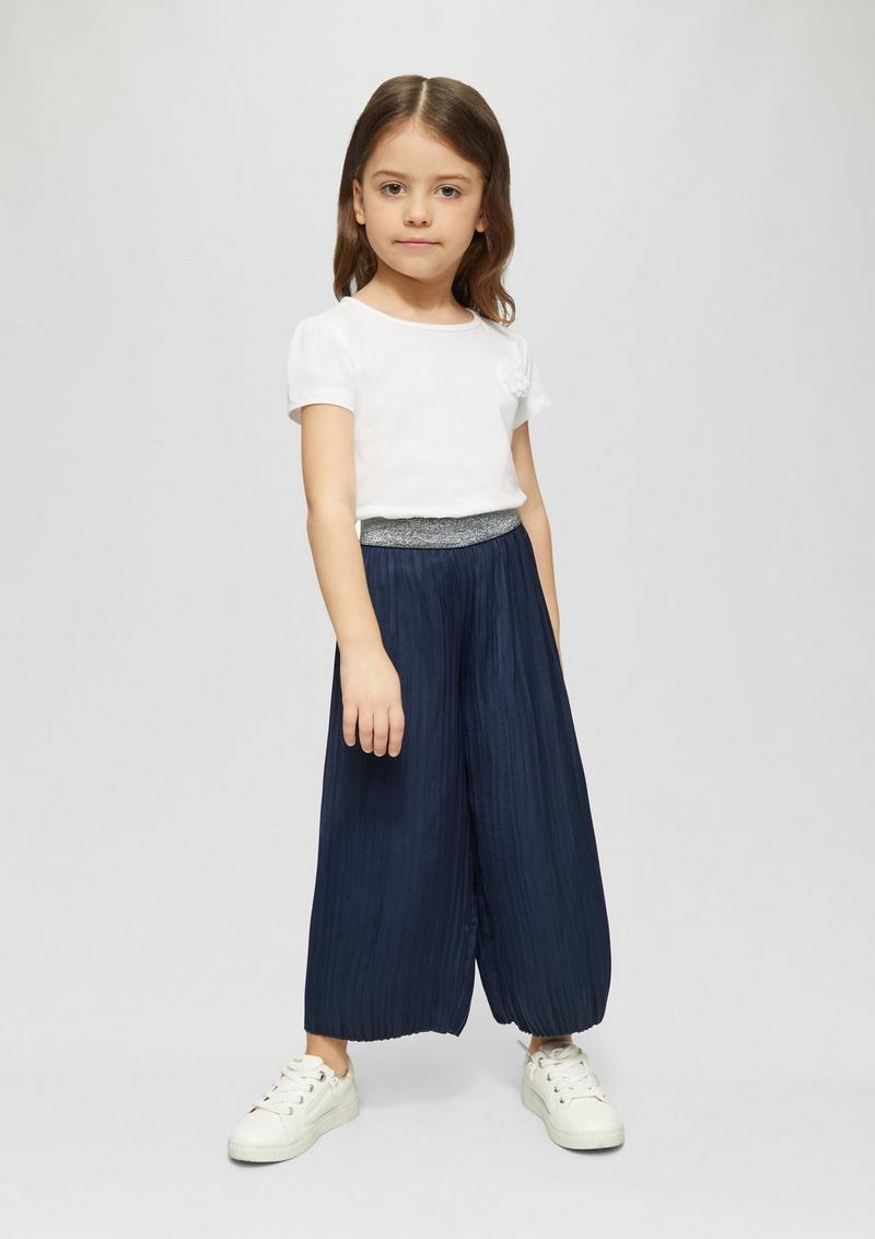 s.Oliver Plissierte Wide-Leg-Hose mit Glitzerbund - navy