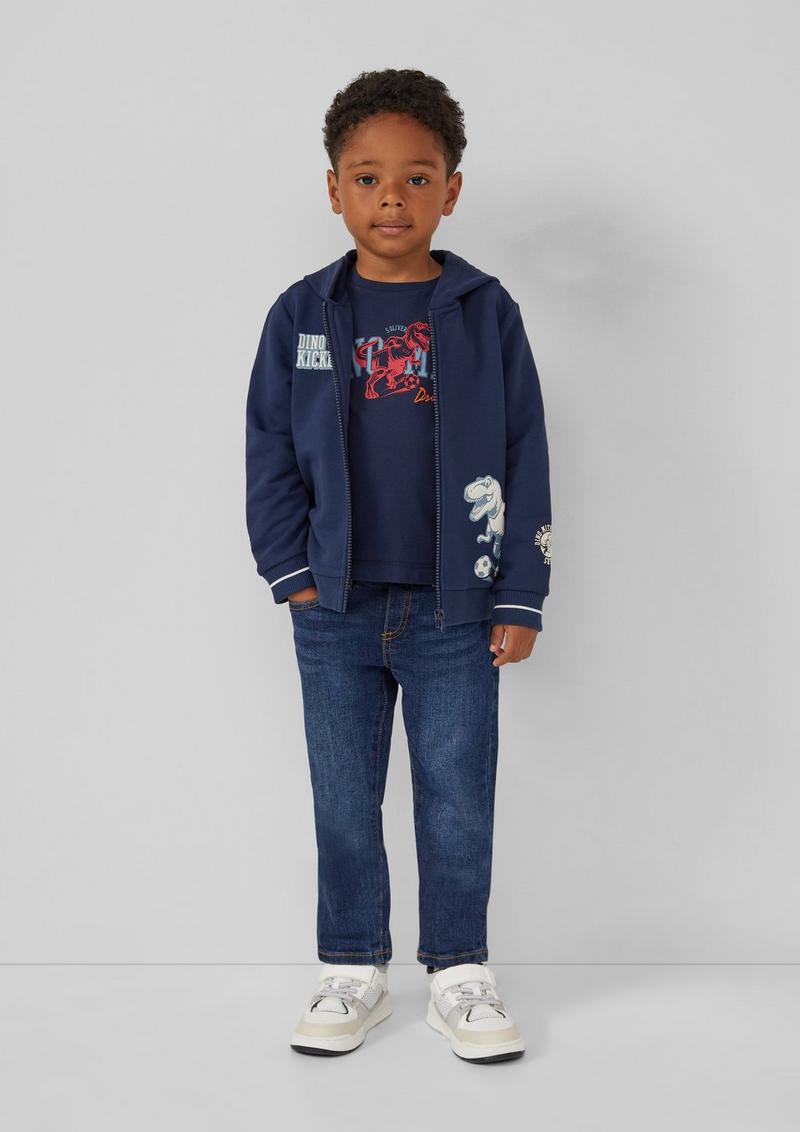 s.Oliver Baumwoll-Longsleeve mit Frontprint - tiefblau