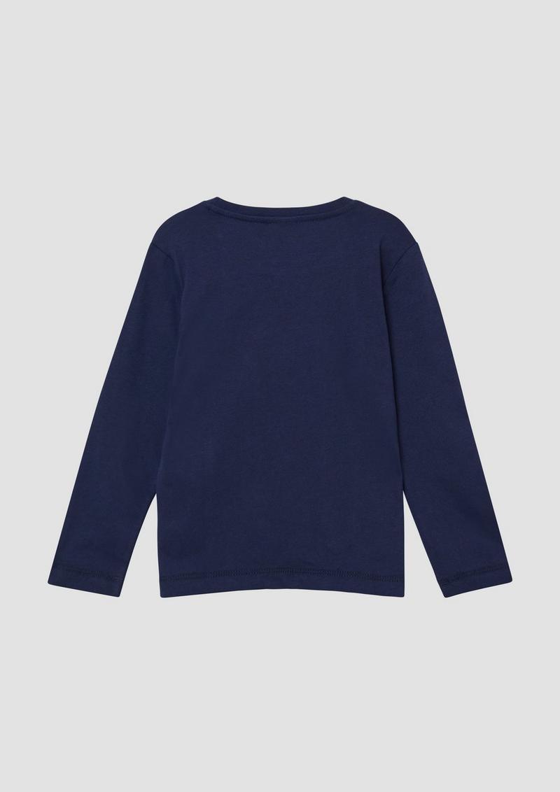 s.Oliver Baumwoll-Longsleeve mit Frontprint - tiefblau