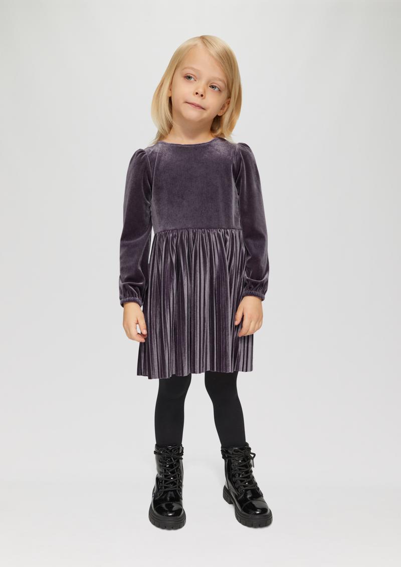 s.Oliver Samtkleid mit plissiertem Rock - flieder