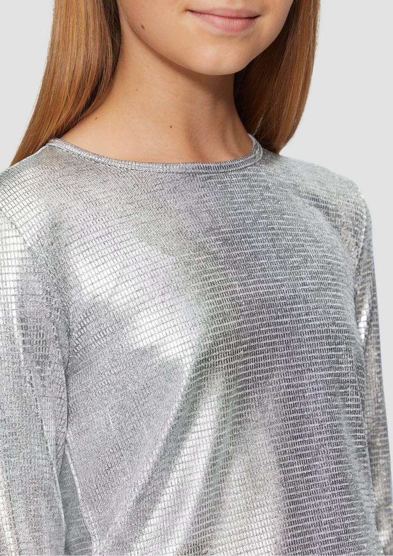 s.Oliver Langarmshirt in Metallic-Optik - silber