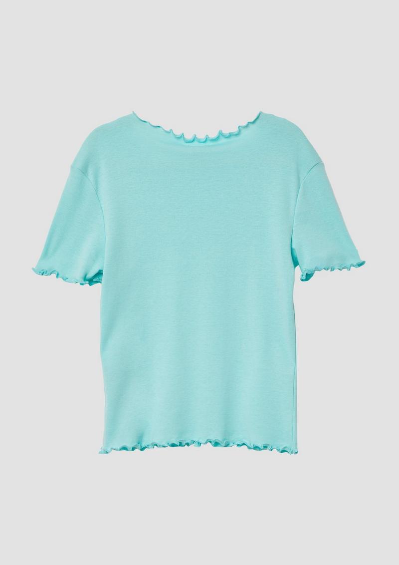 s.Oliver Verkürztes T-Shirt im Slim Fit mit Wellensaum - helles türkis