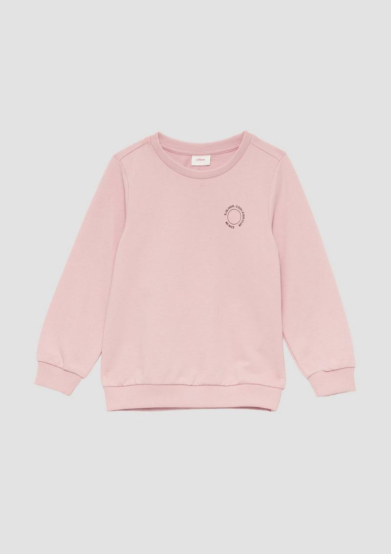 s.Oliver Unisex Sweatshirt mit Rippbündchen und kleinem Print-Detail - zartrosa