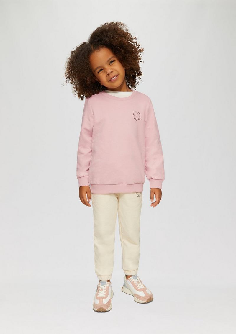 s.Oliver Unisex Sweatshirt mit Rippbündchen und kleinem Print-Detail - zartrosa