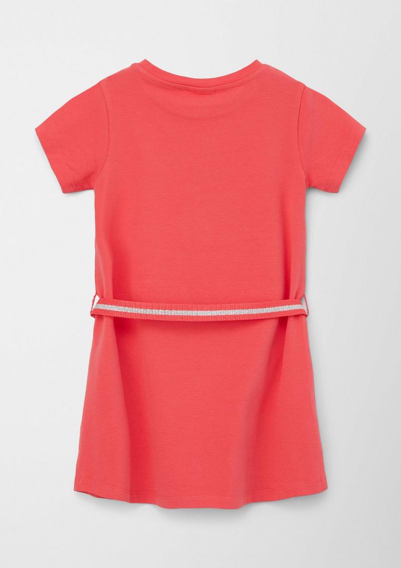s.Oliver Kleid mit Glitzer-Gürtel - korallrot