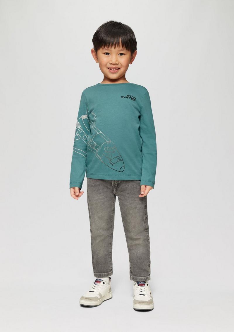 s.Oliver Langarmshirt mit Frontprint - petrol
