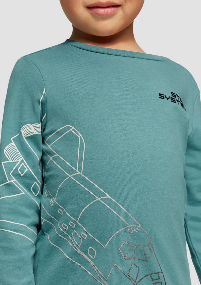 s.Oliver Langarmshirt mit Frontprint - petrol