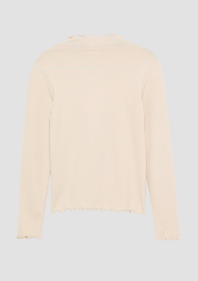 s.Oliver Schmales Rippshirt mit Rollsaum - helles sand