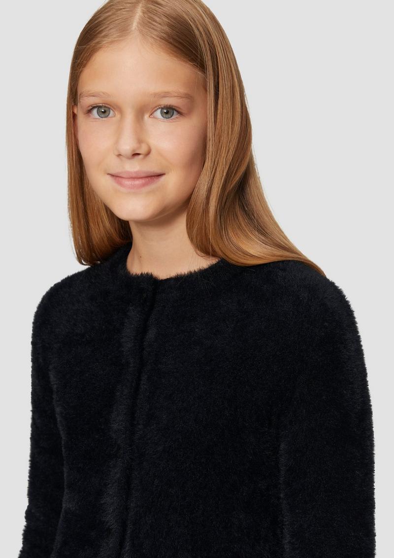 s.Oliver Flauschige Strickjacke aus Effekt-Garn - schwarz