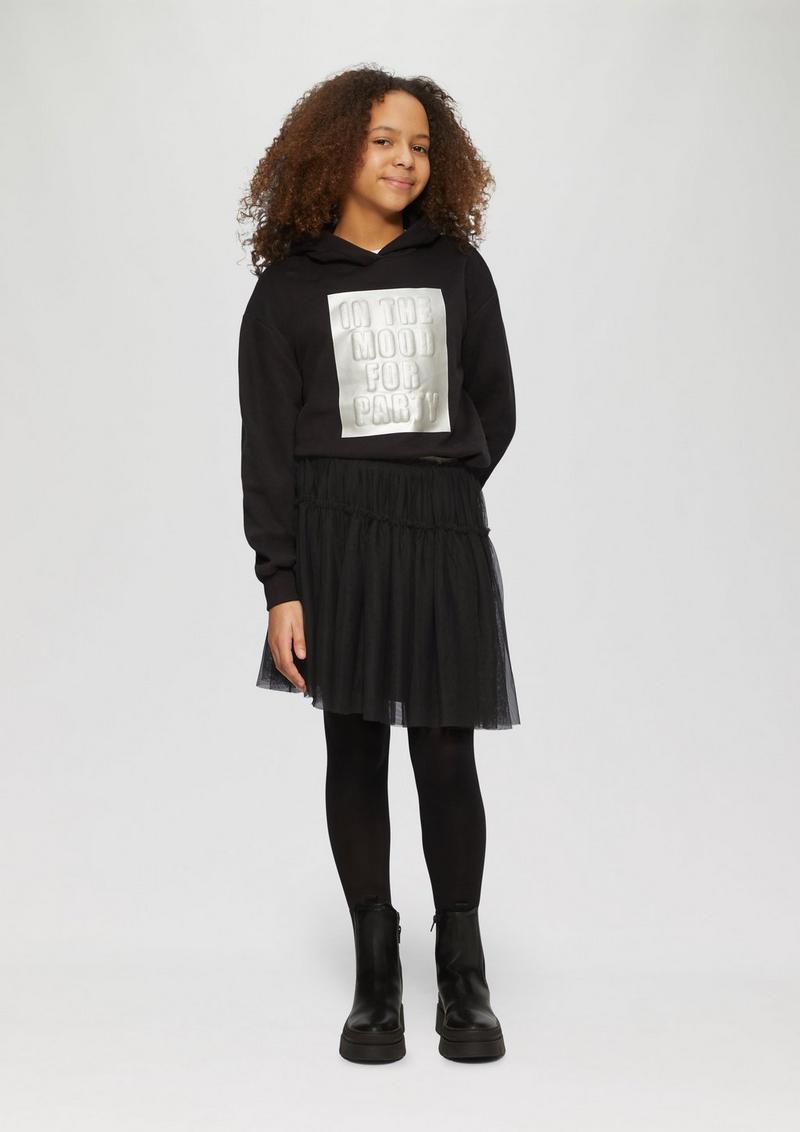 s.Oliver Mesh-Rock mit Volants und elastischem Glitzerbund - schwarz