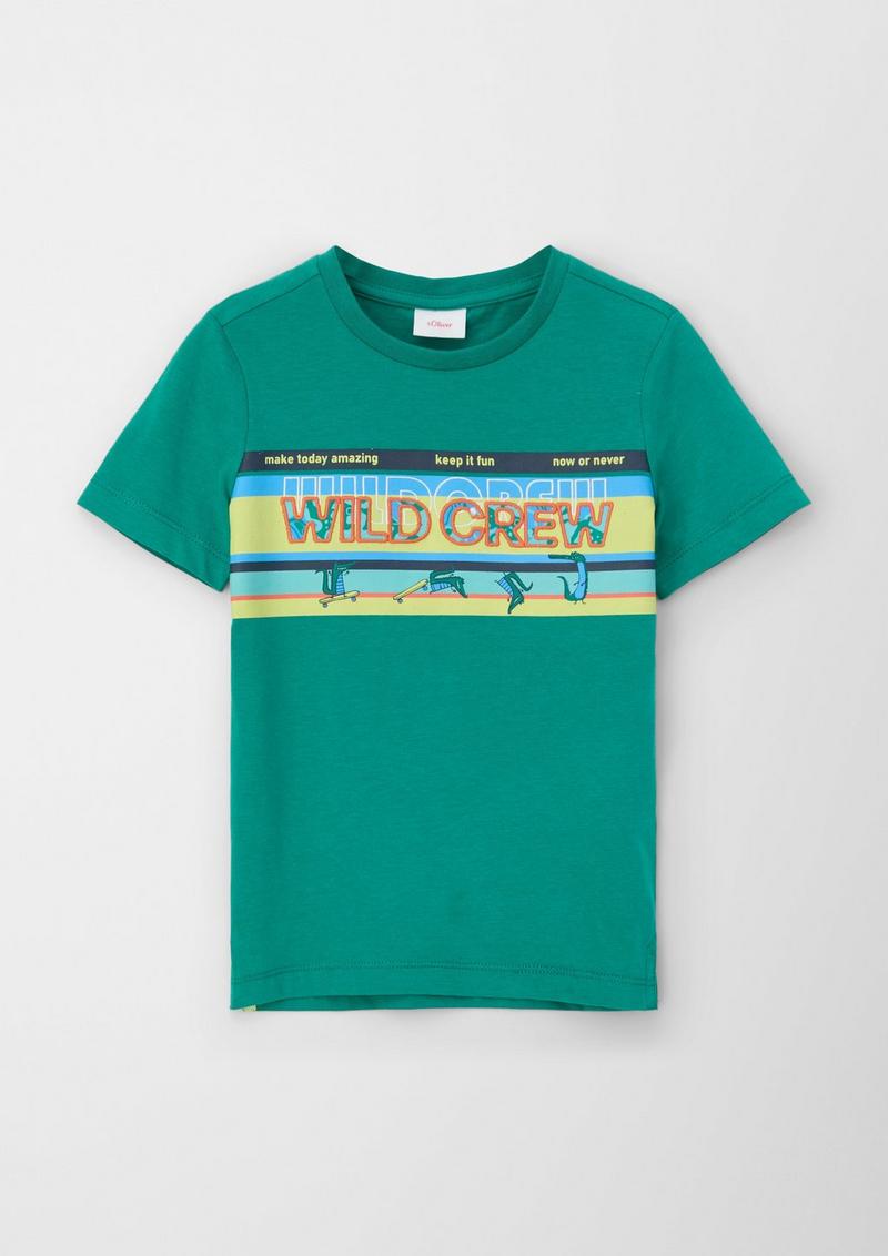 s.Oliver Jerseyshirt mit Statement-Print - smaragd