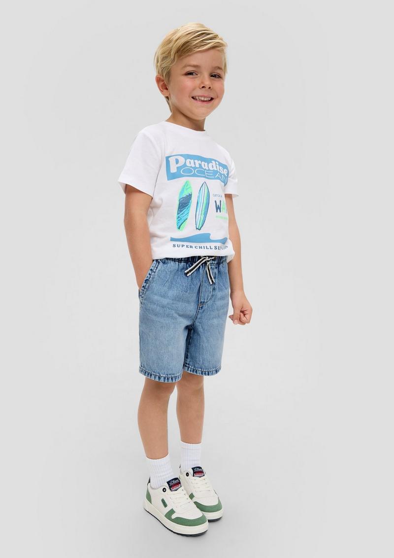 s.Oliver Bermuda-Jeans / Low Rise / Straight Leg / Elastikbund - blau