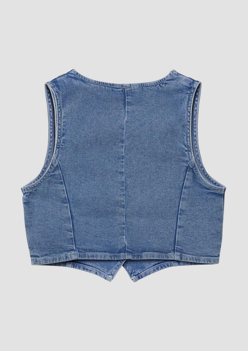 s.Oliver Denim-Weste mit Glitzer-Finishing - blau