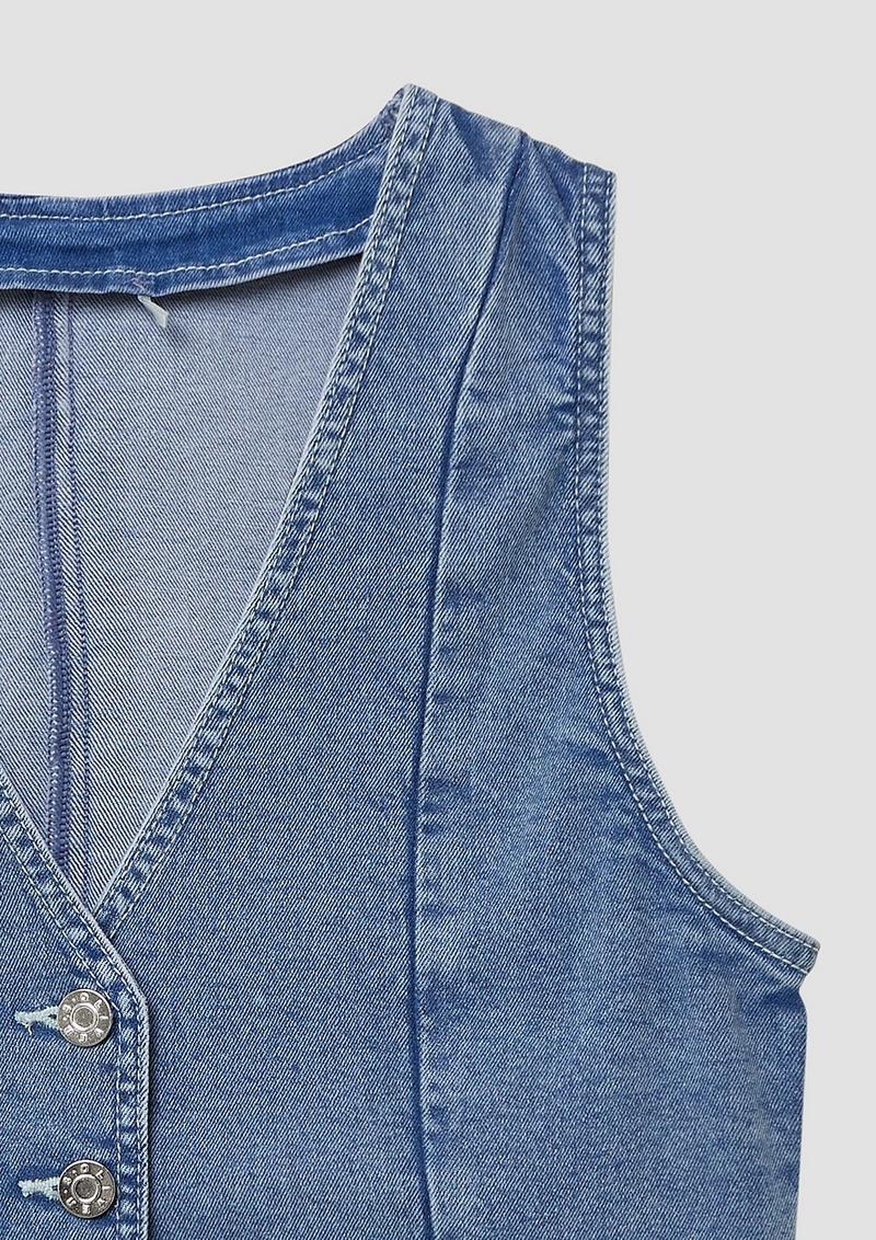 s.Oliver Denim-Weste mit Glitzer-Finishing - blau