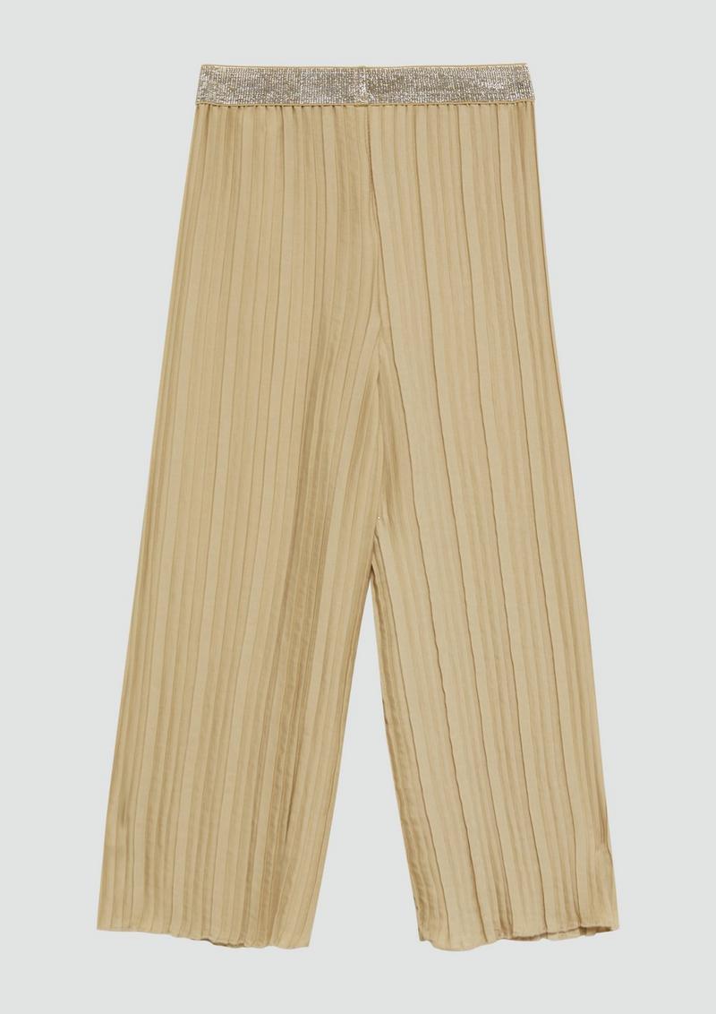 s.Oliver Plissierte Wide-Leg-Hose mit Glitzerbund - sandstein