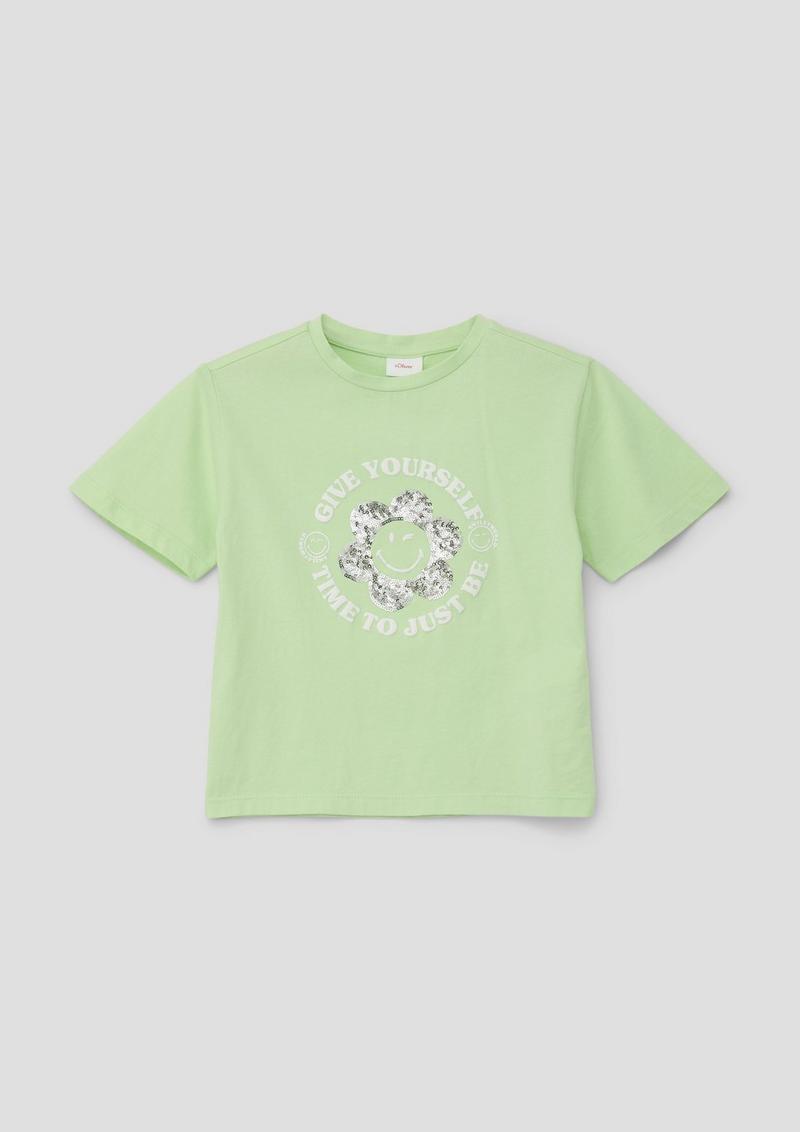 s.Oliver Weiches T-Shirt mit Smiley®-Frontprint - hellgrün