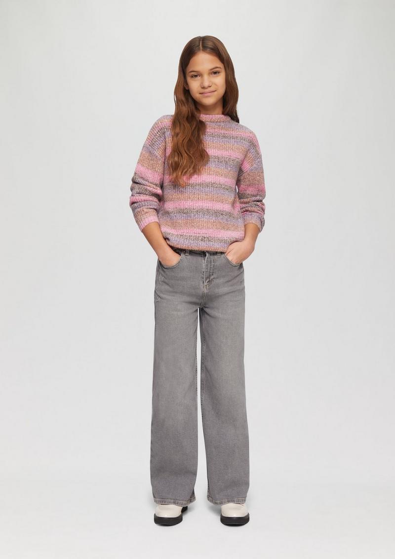 s.Oliver Gestreifter Strickpullover im Loose Fit - pink