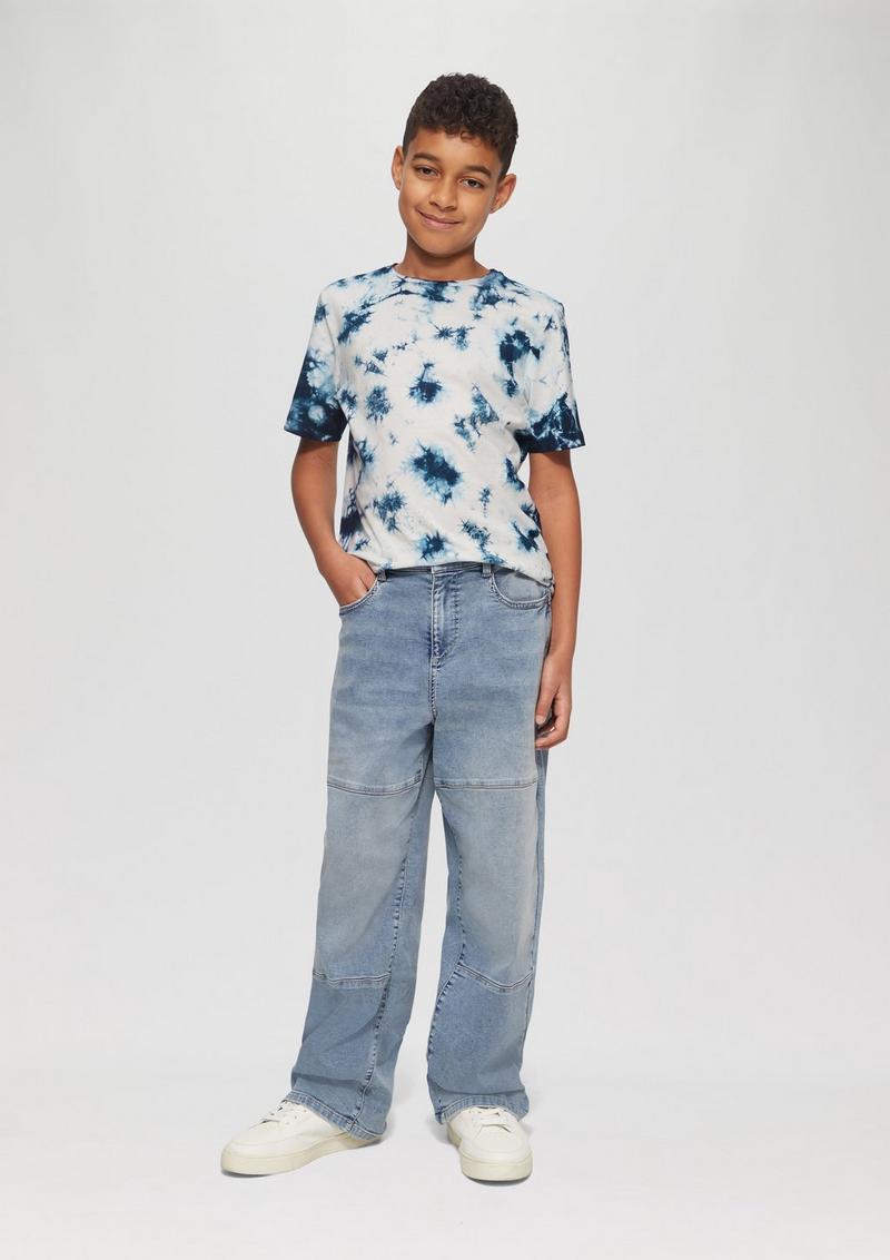 s.Oliver Baumwoll-T-Shirt mit Batik-Effekt - navy