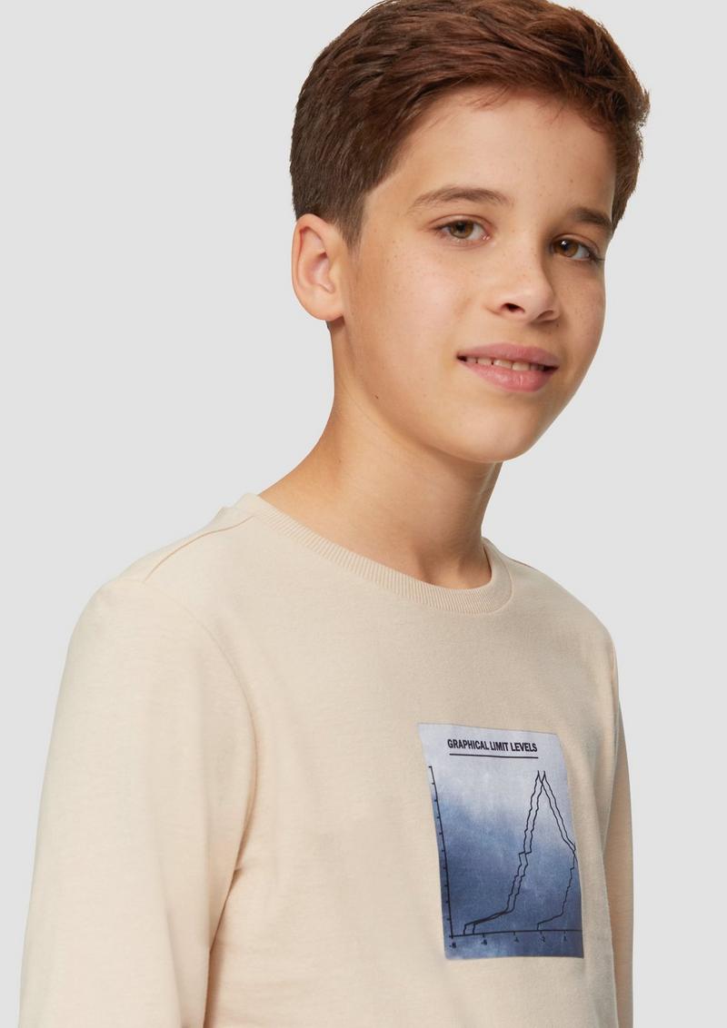 s.Oliver Langarmshirt mit Frontprint - beige