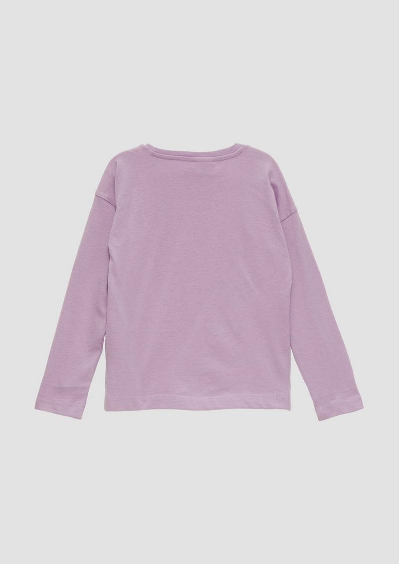 s.Oliver Langarmshirt mit glitzerndem Frontprint - lavendel