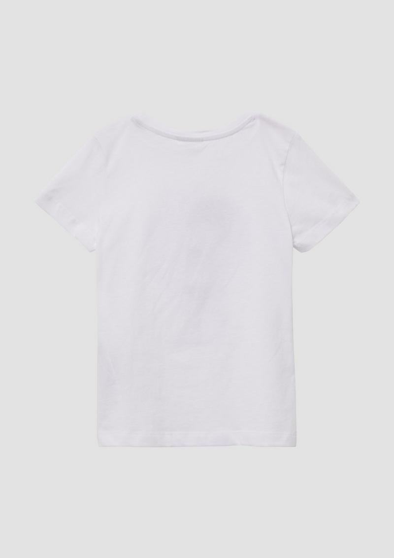 s.Oliver T-Shirt mit Glitzerprint - weiß