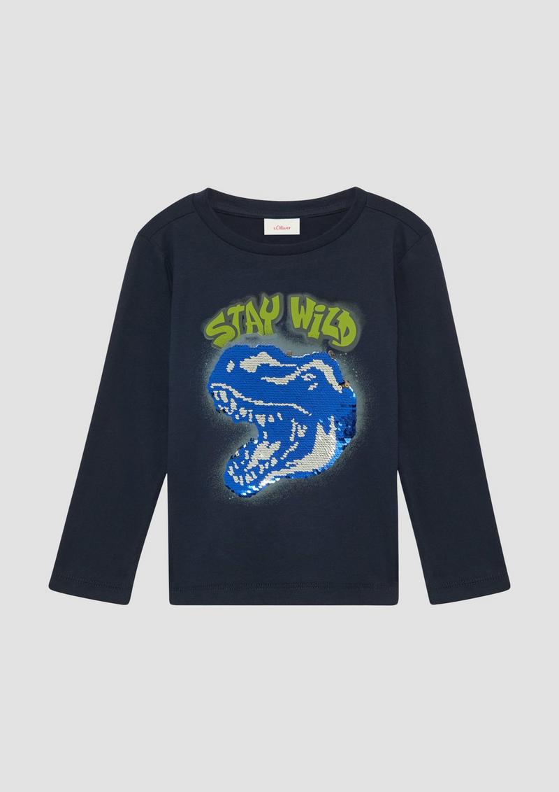 s.Oliver Longsleeve mit Wendepailletten - navy
