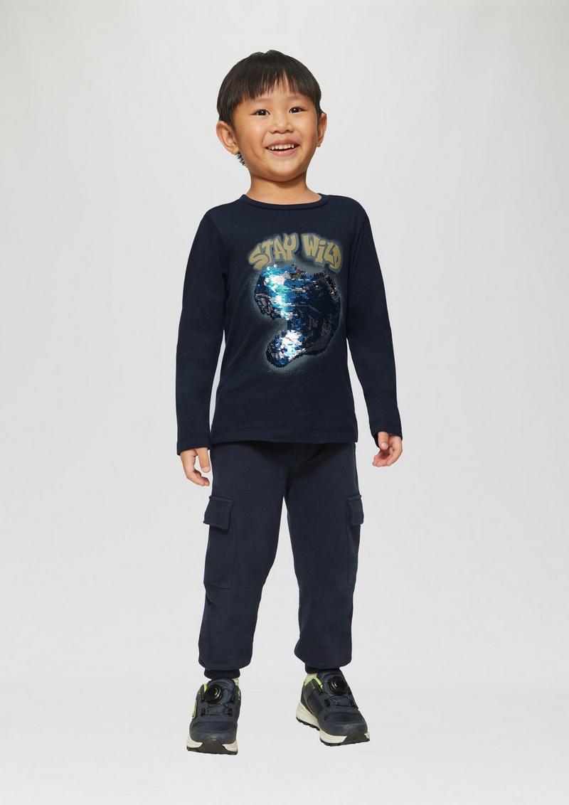 s.Oliver Longsleeve mit Wendepailletten - navy