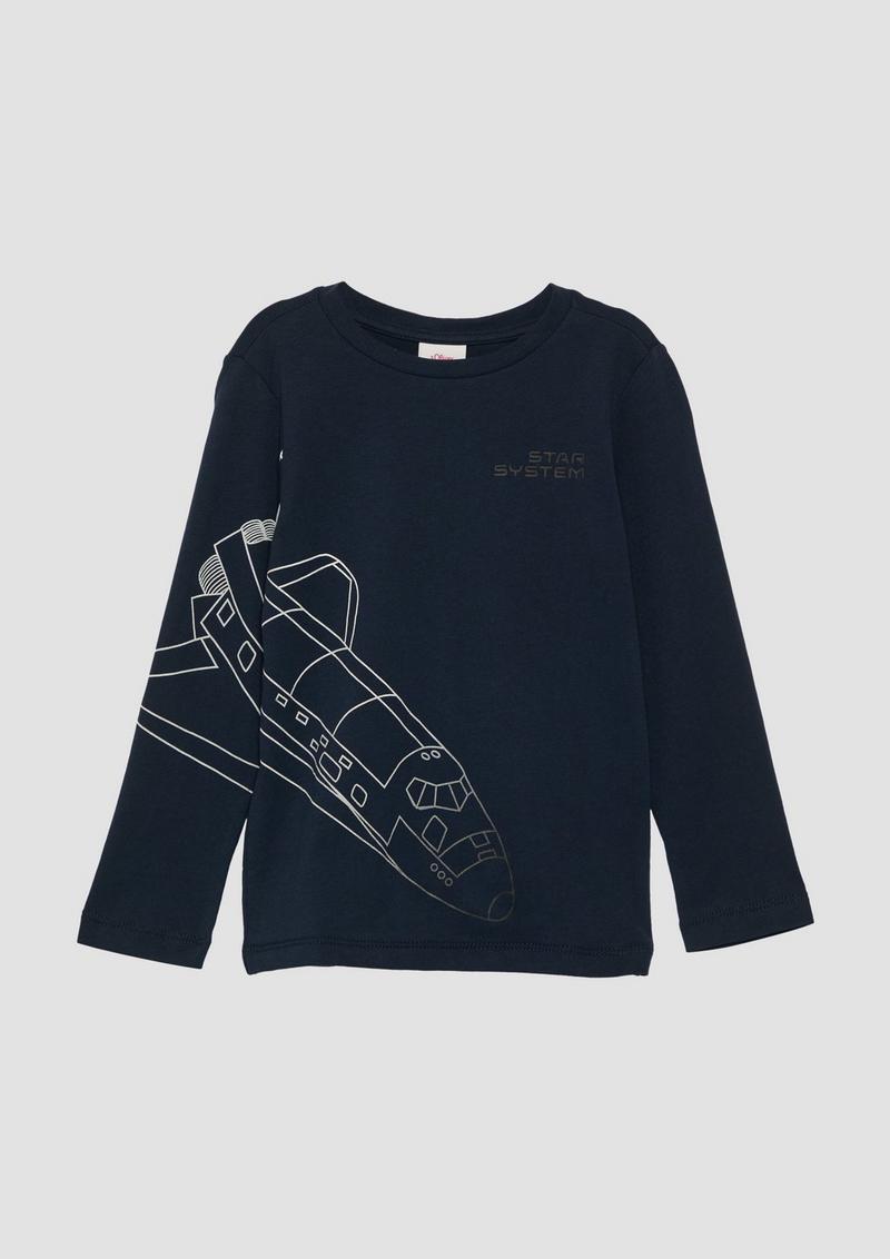s.Oliver Langarmshirt mit Frontprint - navy