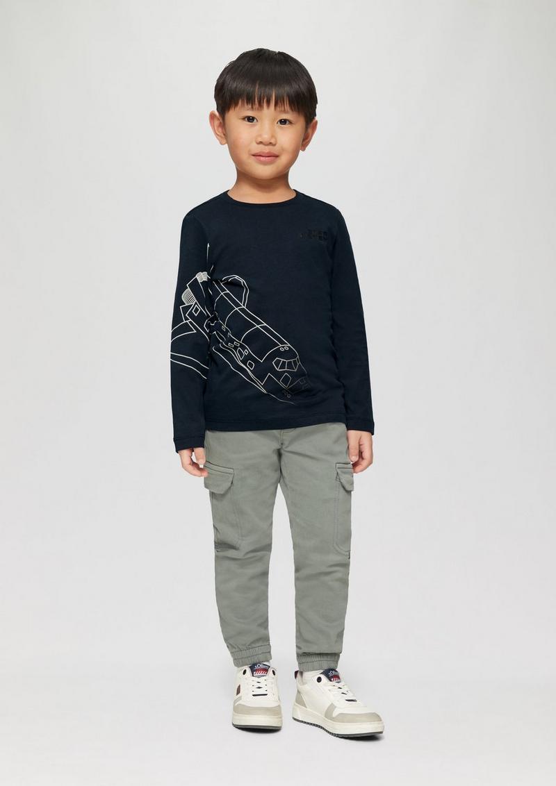s.Oliver Langarmshirt mit Frontprint - navy