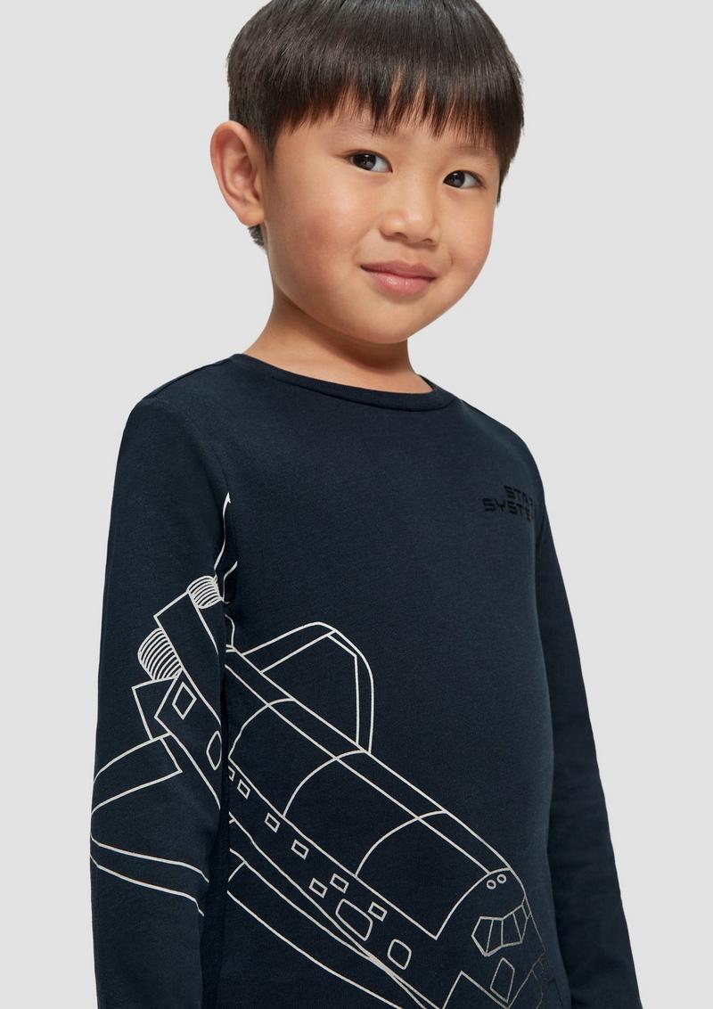 s.Oliver Langarmshirt mit Frontprint - navy