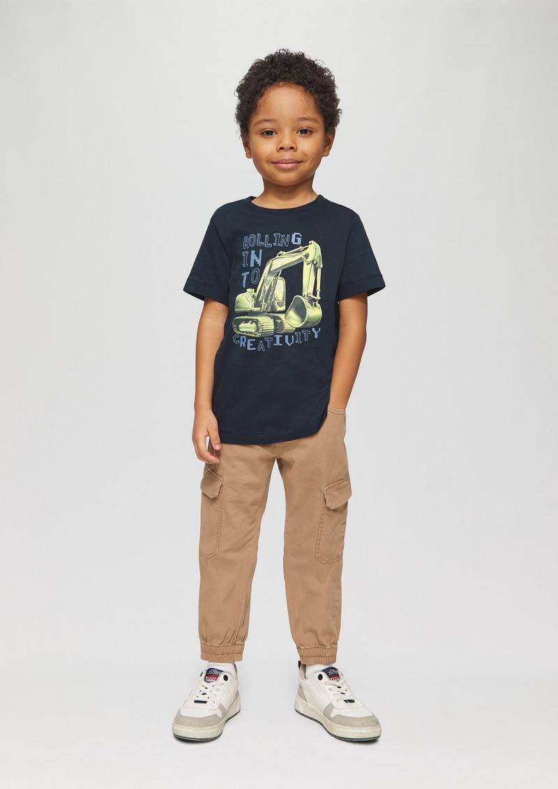 s.Oliver Jersey-T-Shirt mit Frontprint - navy