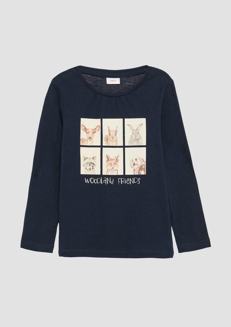 s.Oliver Longsleeve mit Frontprint und Raffung - navy