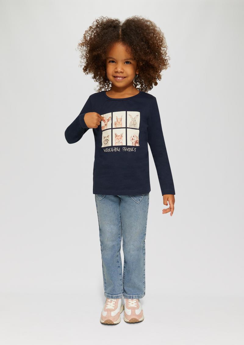 s.Oliver Longsleeve mit Frontprint und Raffung - navy
