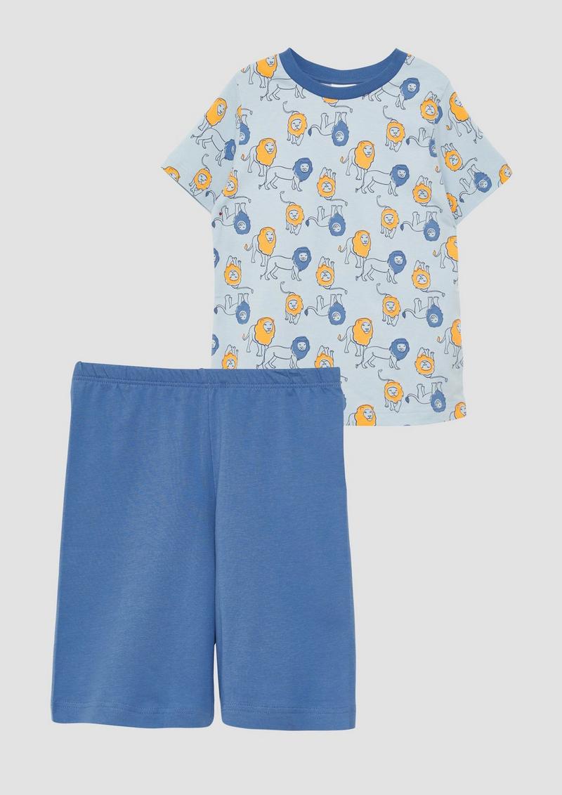 s.Oliver Kurzes Jersey-Pyjama-Set - blau