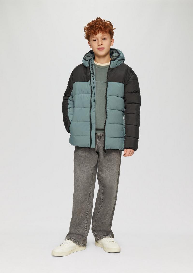 s.Oliver Steppjacke in Colour-Blocking-Optik und Fleecefutter - schiefergrau