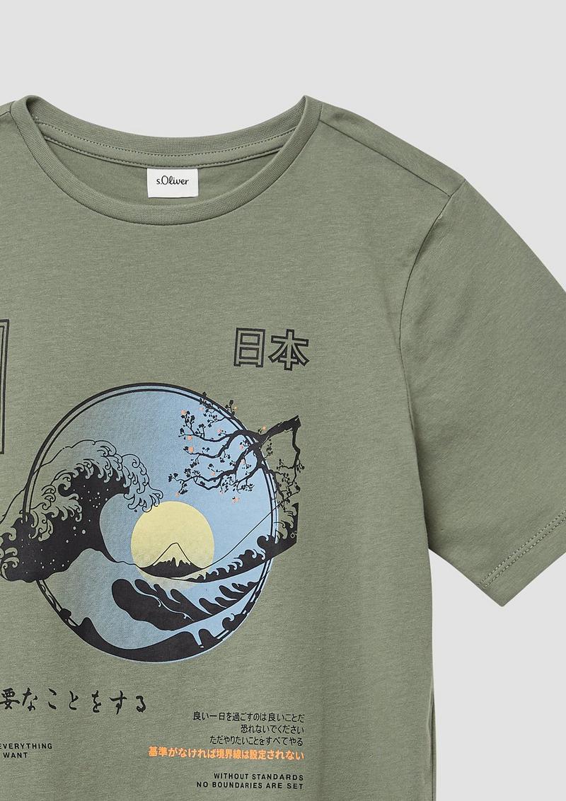 s.Oliver T-Shirt mit Frontprint - tannengrün