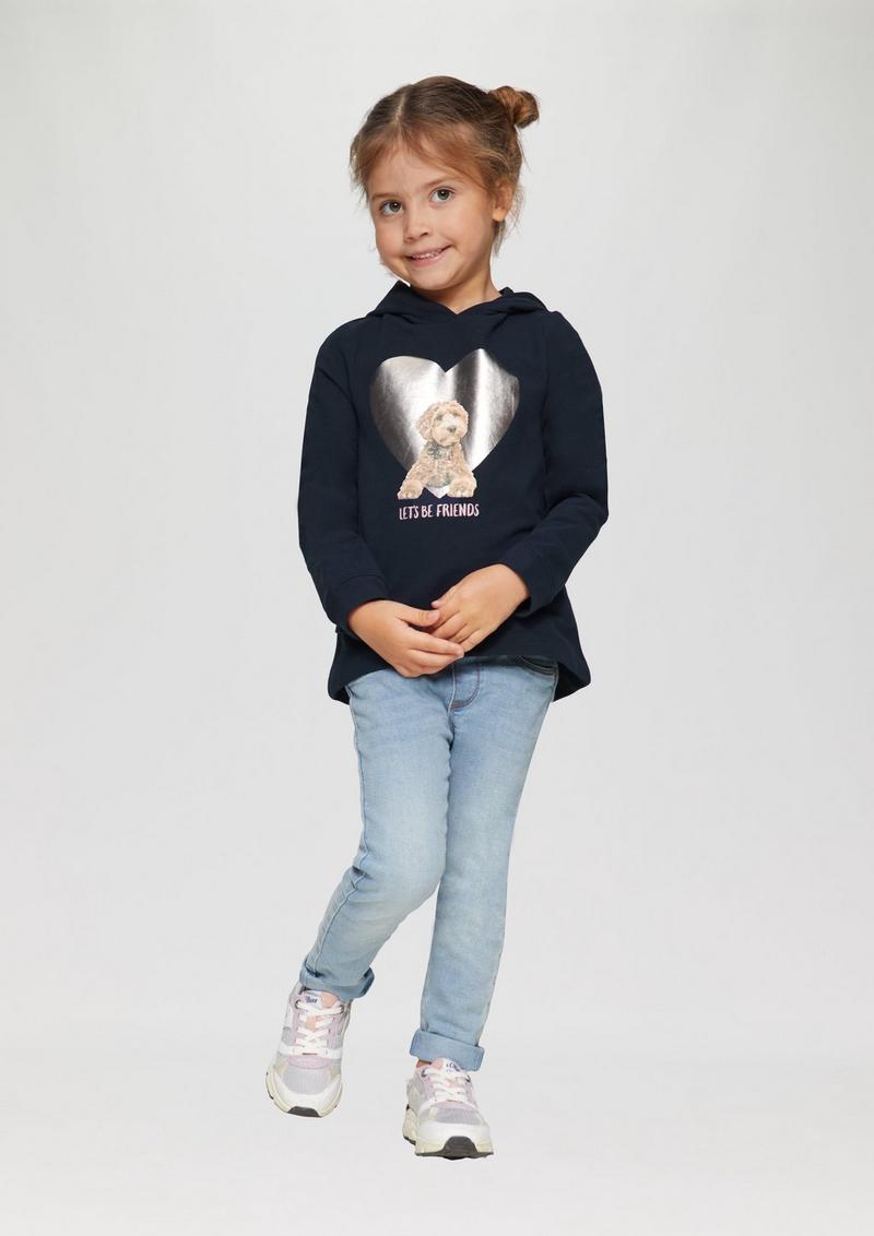 s.Oliver Sweatshirt mit Metallic-Print - navy