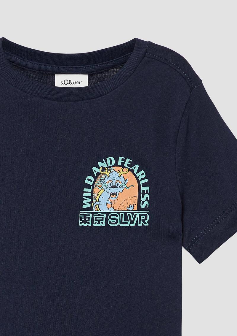 s.Oliver T-Shirt aus Baumwolle mit Frontprint - navy