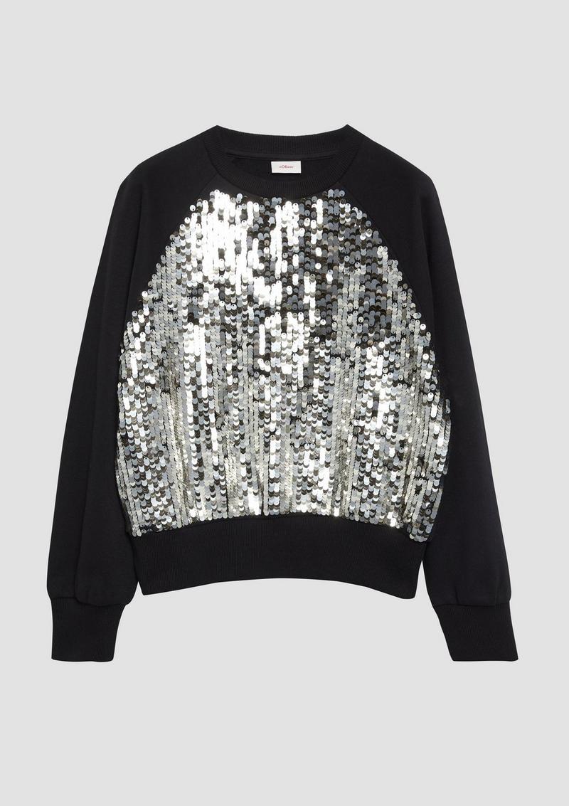 s.Oliver Sweatshirt mit Pailletten - schwarz