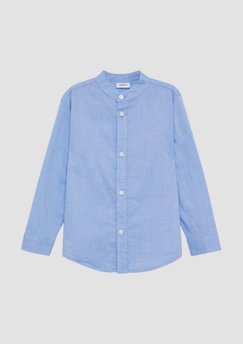 s.Oliver Slim Fit: Baumwoll-Hemd mit Stehkragen - hellblau