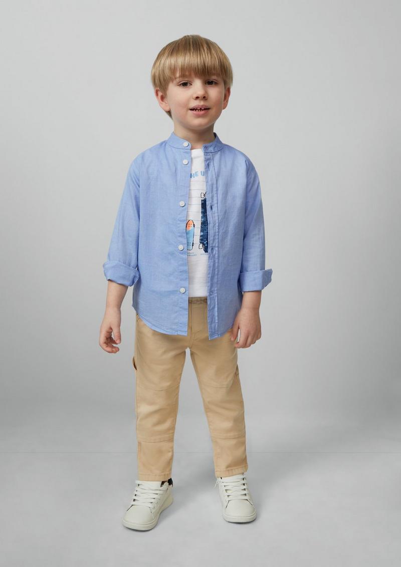 s.Oliver Slim Fit: Baumwoll-Hemd mit Stehkragen - hellblau