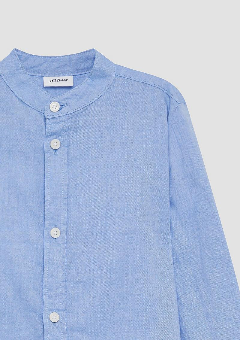 s.Oliver Slim Fit: Baumwoll-Hemd mit Stehkragen - hellblau