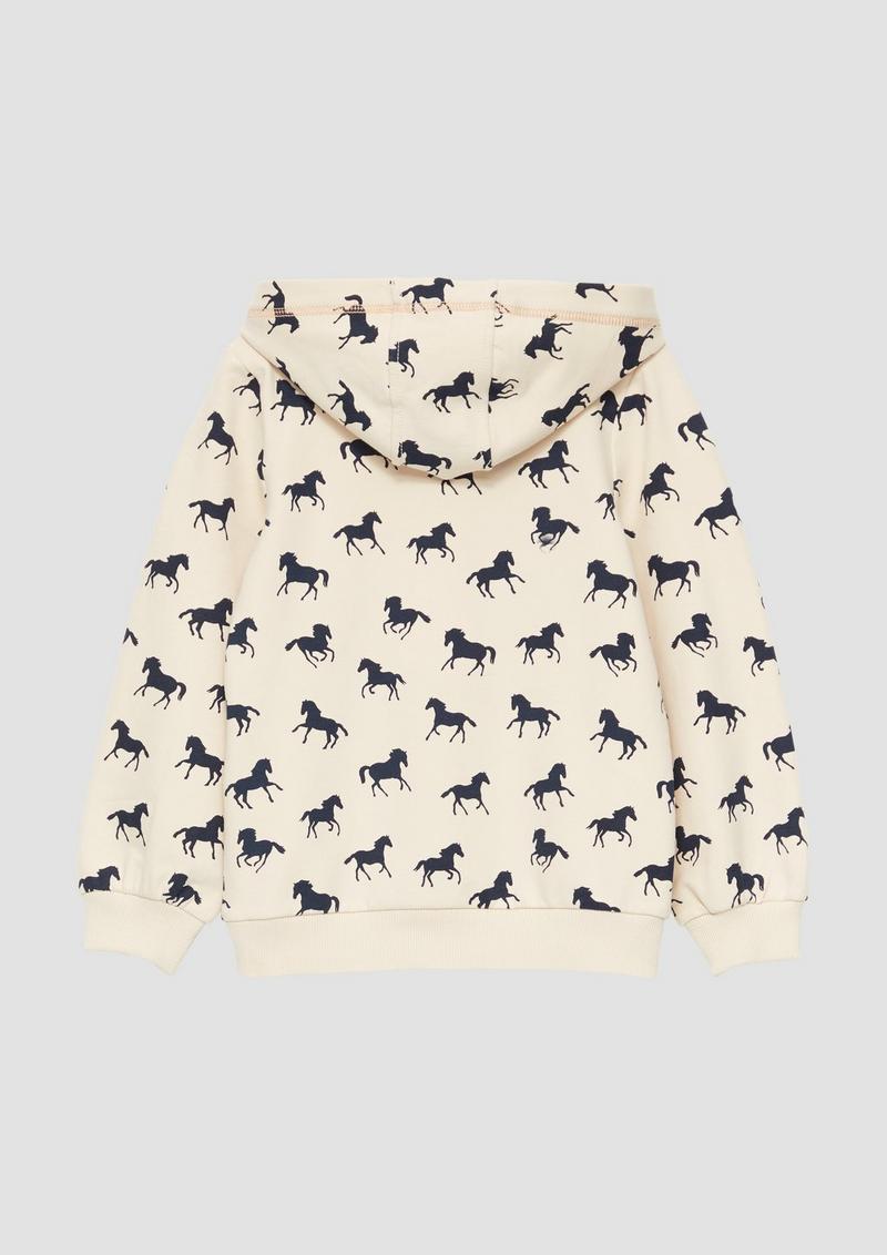 s.Oliver Kapuzen-Sweatshirt mit All-over-Print - helles sand