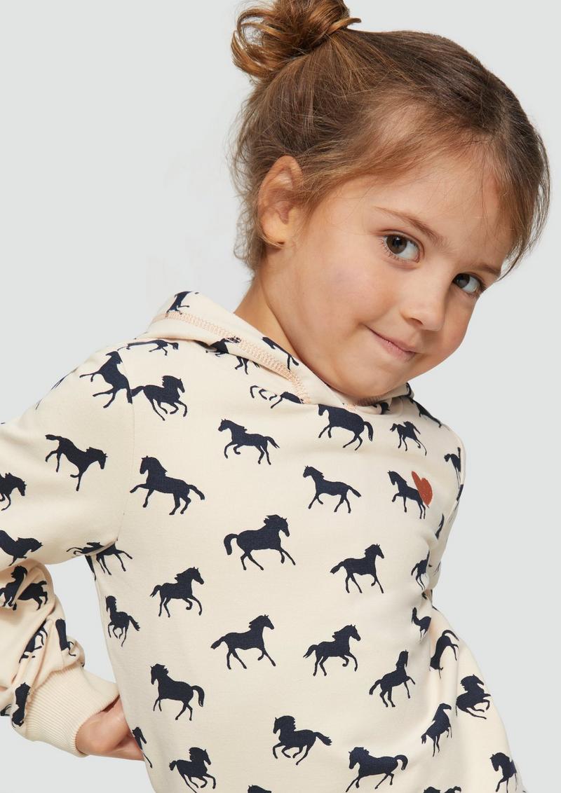 s.Oliver Kapuzen-Sweatshirt mit All-over-Print - helles sand