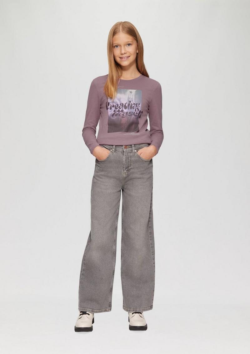 s.Oliver Langarmshirt mit Frontprint - lavendel