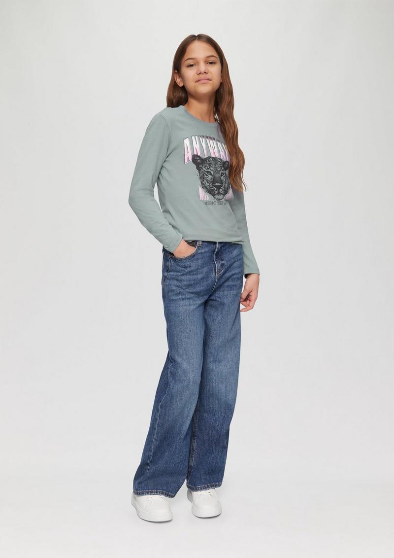 s.Oliver Langarmshirt mit Front-Print - blassblau